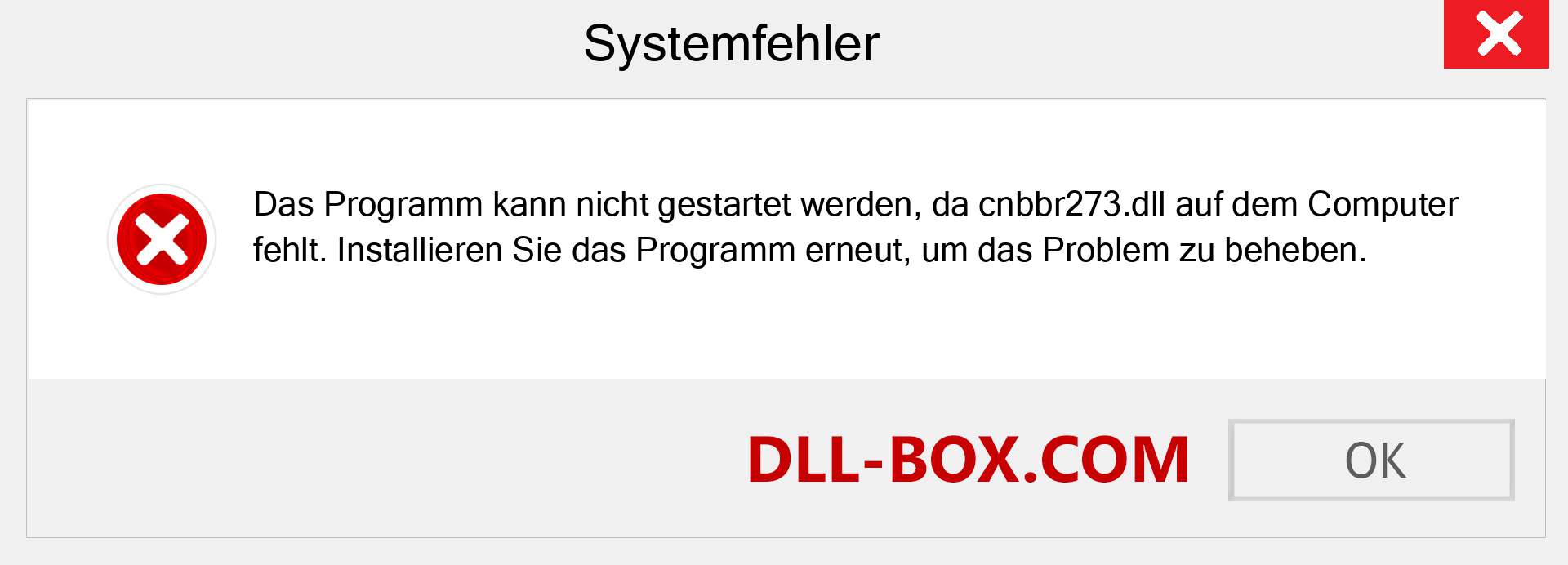 cnbbr273.dll-Datei fehlt?. Download für Windows 7, 8, 10 - Fix cnbbr273 dll Missing Error unter Windows, Fotos, Bildern